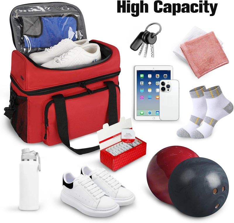 LARIPOP 2 Ball Bowling Bag, Double Bowling Ball Bag with Dual Padded Holder & Shoe Compartment- Fits Shoes Up to Mens Size 16 - Image 3